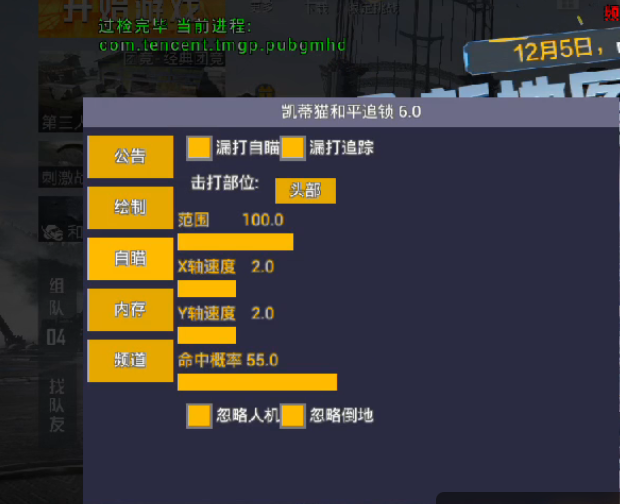 和平精英辅助【火焰鸟直装V6.0终极修复版】射线透视 准星聚点 空投透视 人物变大 显示手持 透视雷达